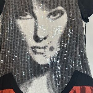 YEOINA Womens Size M Dress Embellished Sequins Artsy Retro Grunge RARE Graphic